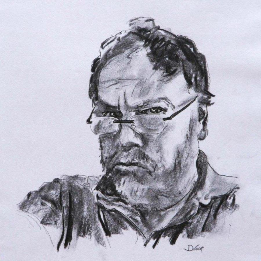 Self-portrait looking grumpy